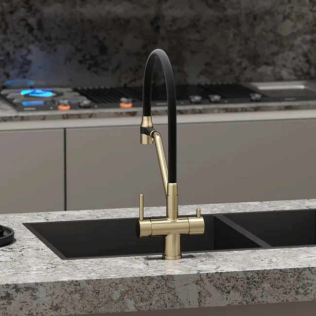 Смеситель для кухни Sancos Dora SC4003BG с гибким изливом, брашированное золото Sancos — Оригинал