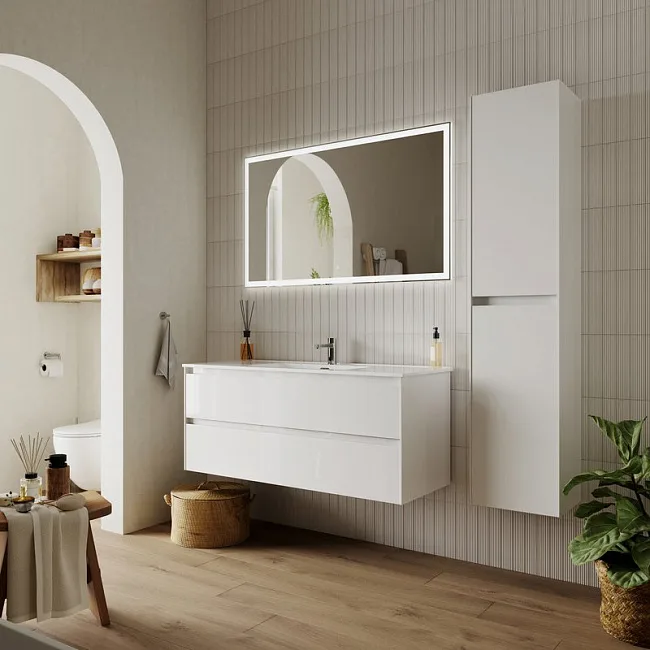 Тумба с раковиной Sancos Cento 120 см белый глянец Sancos — Оригинал