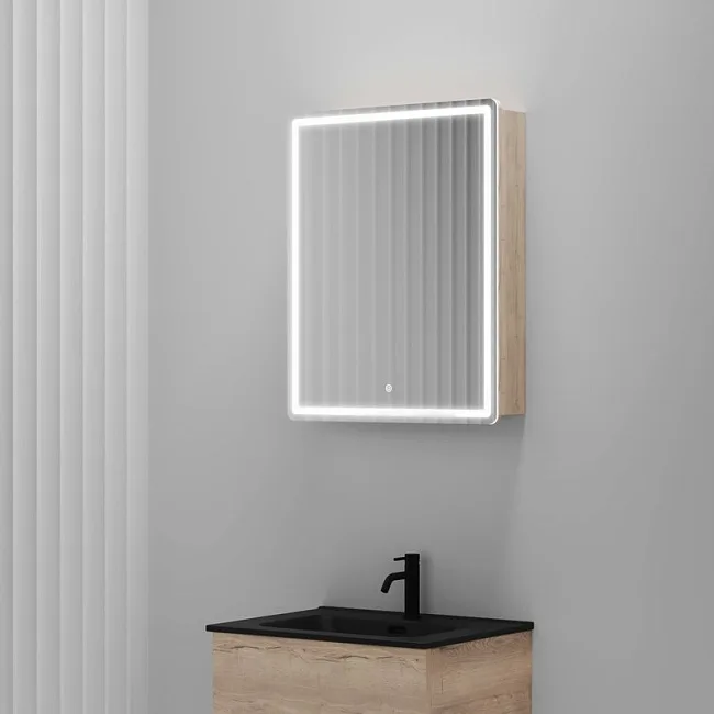 Зеркало-шкаф Sancos Mirror 60 с подсветкой, дуб галифакс натуральный Sancos — Оригинал