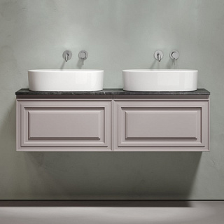 Тумба с раковиной Sancos Very 140 doha soft, столешница черный мрамор TT140A1, раковина CN6075