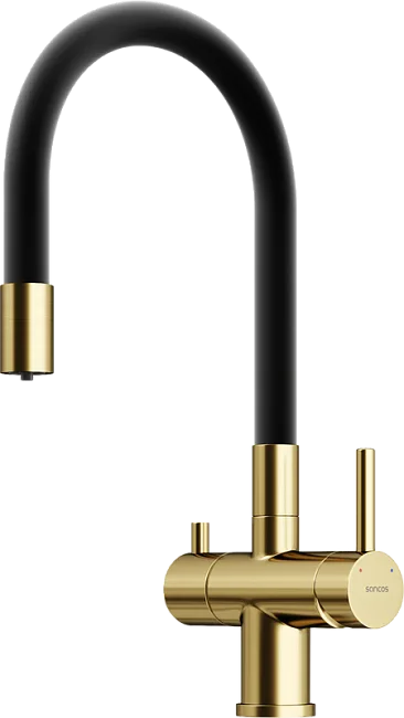 Смеситель для кухни Sancos Lucia SC4004BG с гибким изливом, брашированное золото Sancos — Оригинал
