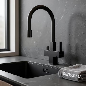 Смеситель для кухни Sancos Arno SC4005MB с гибким изливом, матовый черный