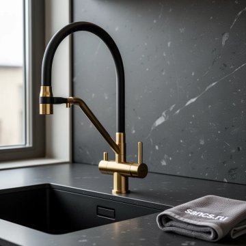 Смеситель для кухни Sancos Dora SC4003BG с гибким изливом, брашированное золото