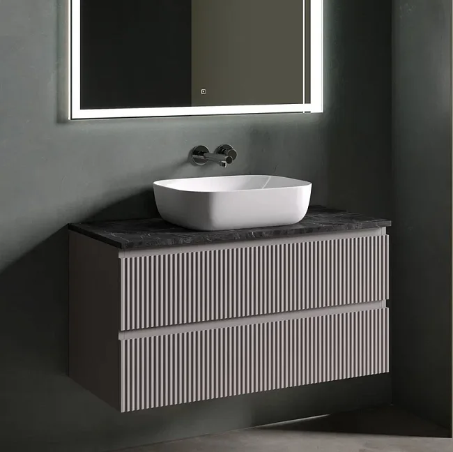 Тумба под раковину со столешницей Sancos Snob R 100 doha soft, столешница черный мрамор Sancos — Оригинал