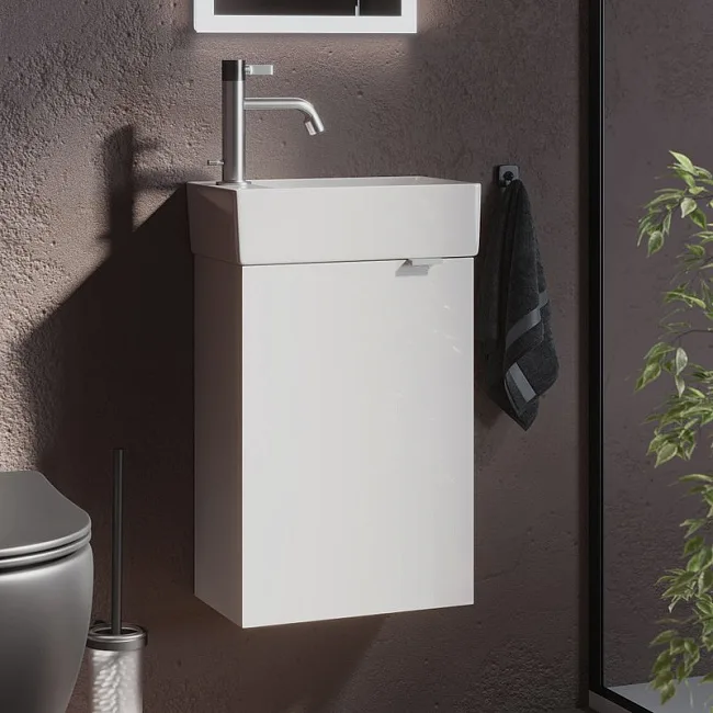Тумба с раковиной Sancos Mini 35 L подвесная, белый глянец Sancos — Оригинал