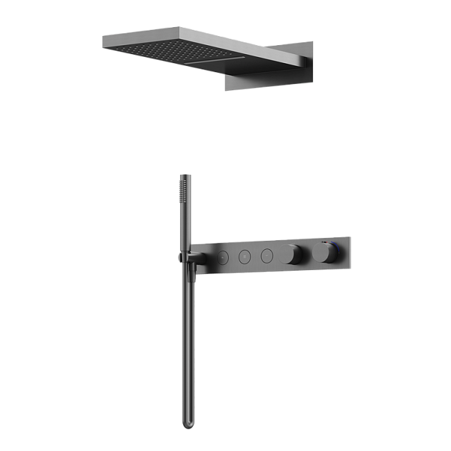 Душевой комплект Sancos Linn SC9023GG С ВНУТРЕННЕЙ ЧАСТЬЮ, вороненая сталь Sancos — Оригинал