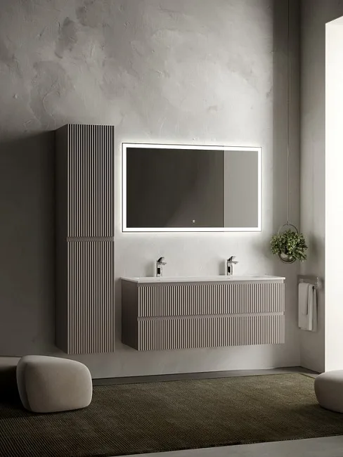Шкаф-пенал для ванной Sancos Snob R 35 см, универсальный, Doha soft (пыльная роза) Sancos — Оригинал