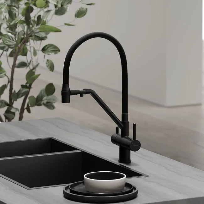 Смеситель для кухни Sancos Dora SC4003MB с гибким изливом, матовый черный Sancos — Оригинал