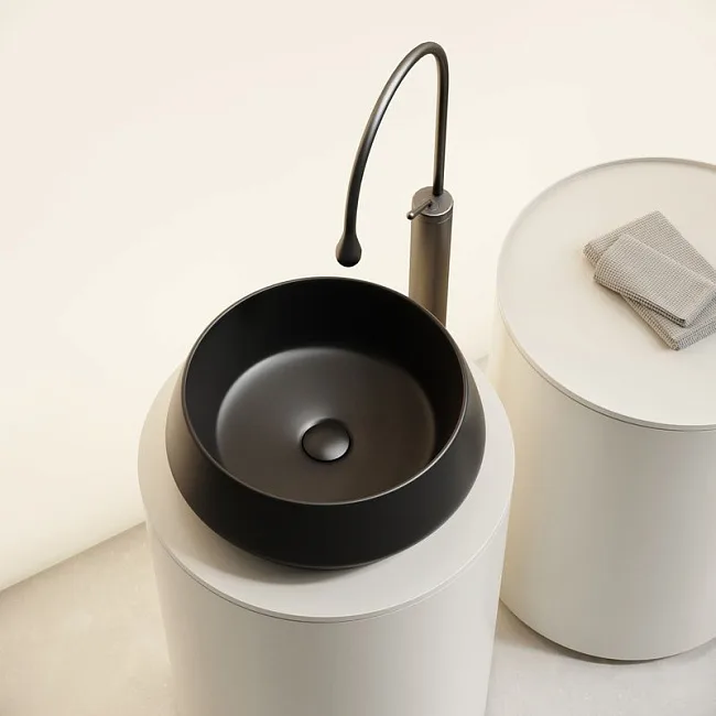Раковина накладная Ceramicanova Maya круглая 40 см цвет черный матовый CN12004MB Sancos — Оригинал