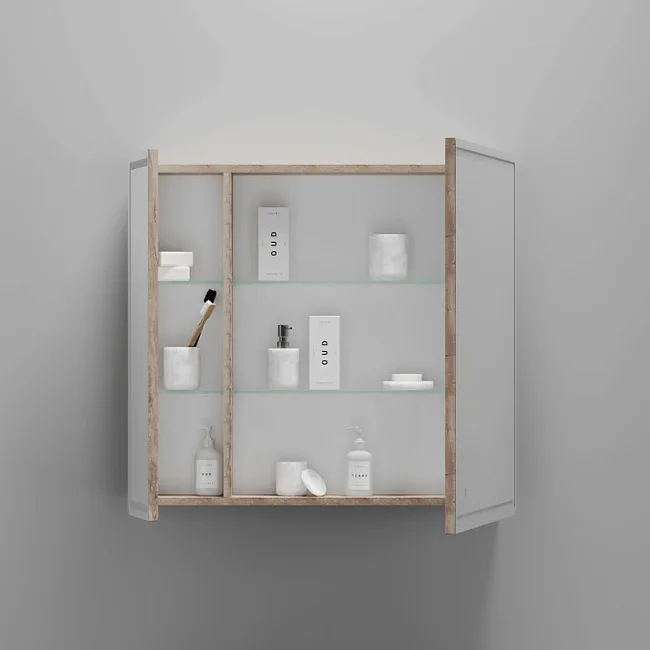 Зеркало-шкаф Sancos Mirror 80 с подсветкой, дуб галифакс натуральный Sancos — Оригинал