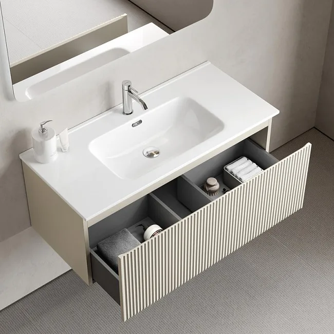 Тумба под раковину Sancos Snob R 1.0 100 подвесная Beige soft (капучино), SNR1.0100CE Sancos — Оригинал