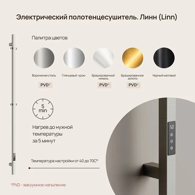 Полотенцесушитель электрический Sancos Linn 150x3 I-образный, брашированный никель, SC13002BN Sancos — Оригинал