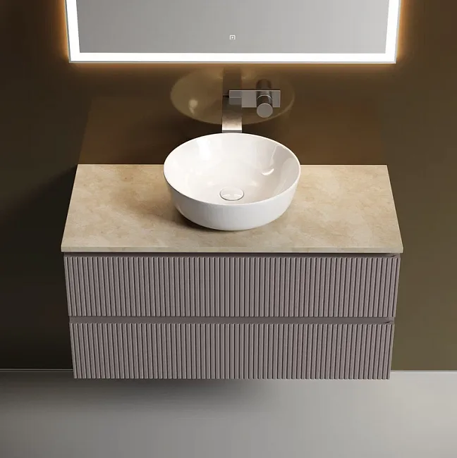 Тумба под раковину со столешницей Sancos Snob T 100 doha soft, столешница бежевая Sancos — Оригинал