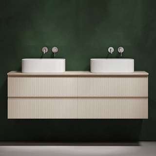 Тумба с раковиной Sancos Snob T 160 beige soft, столешница бежевая TT160A2, раковина CN6052