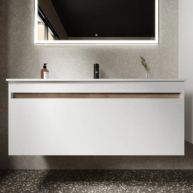 Тумба с раковиной Sancos Smart 120 см белый глянец Sancos — Оригинал