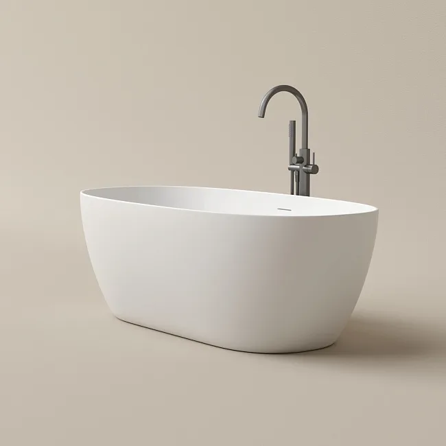 Акриловая ванна Sancos Oval FB21 170x80 см, отдельностоящая, белая, с каркасом, со сливом-переливом Sancos — Оригинал