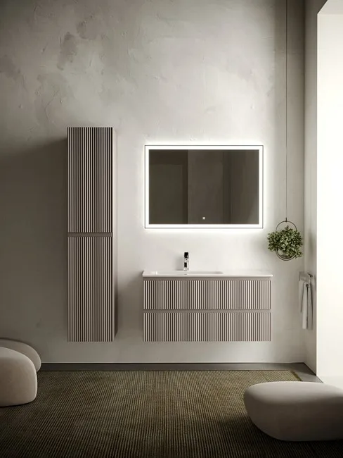 Шкаф-пенал для ванной Sancos Snob R 35 см, универсальный, Doha soft (пыльная роза) Sancos — Оригинал