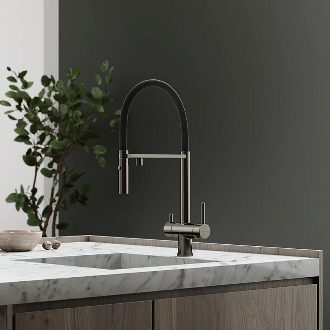 Смеситель для кухни Sancos Imola SC4010GG с гибким изливом, вороненая сталь Sancos — Оригинал