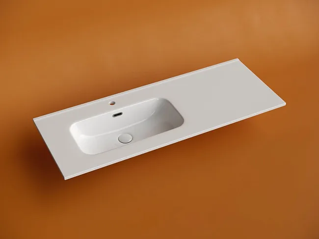Раковина накладная мебельная Ceramicanova Element прямоугольная 121 см с чашей слева с отверстием под смеситель цвет белый CN7006L Sancos — Оригинал
