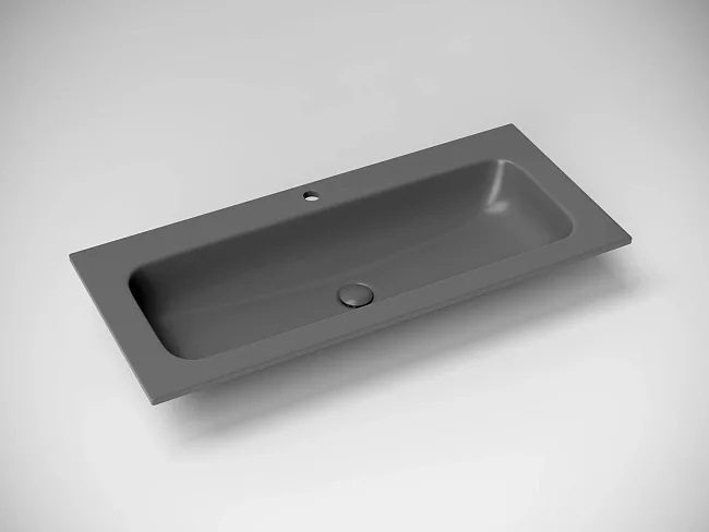 Накладная раковина Ceramicanova Grace прямоугольная без отверстия под смеситель темный антрацит Sancos — Оригинал
