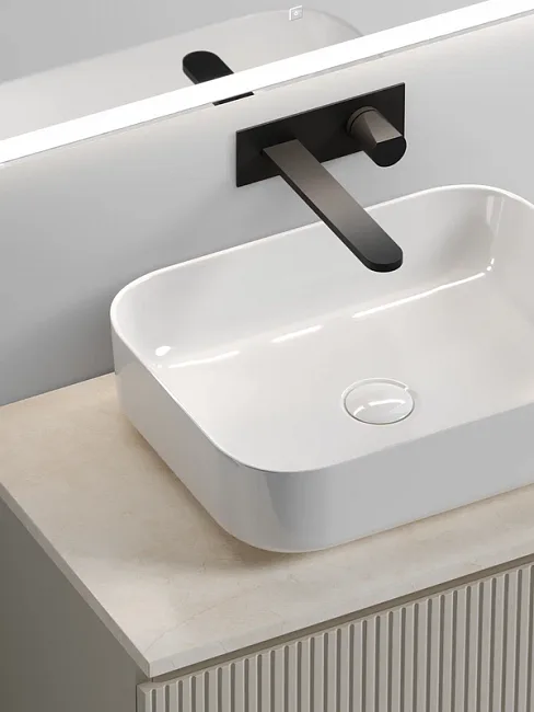 Тумба под раковину со столешницей Sancos Snob T 80 beige soft, столешница бежевая Sancos — Оригинал