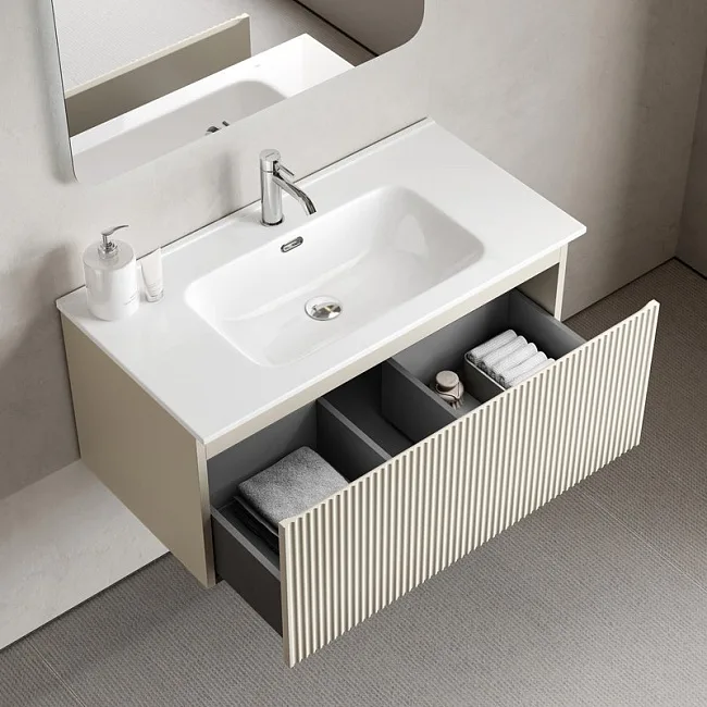 Тумба под раковину Sancos Snob R 1.0 90 подвесная Beige soft (капучино), SNR1.090CE Sancos — Оригинал