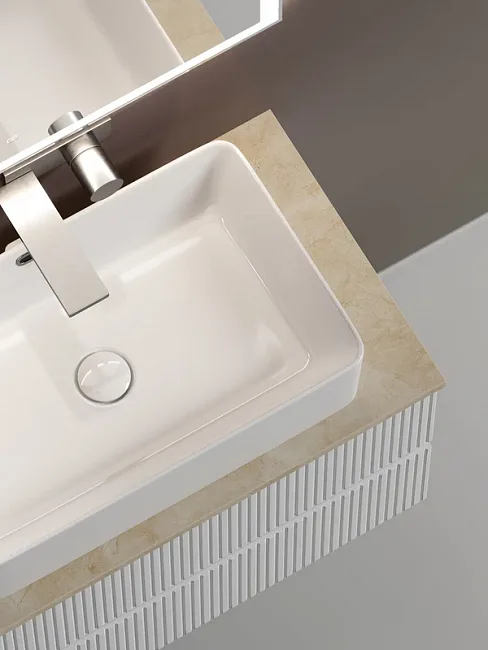 Тумба под раковину со столешницей Sancos Snob T 100 bianco, столешница бежевая Sancos — Оригинал