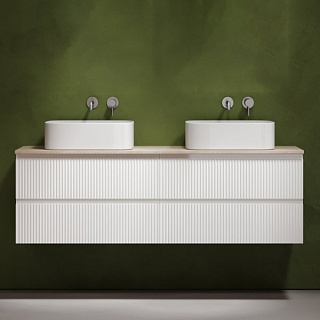 Тумба с раковиной Sancos Snob R 160 bianco, столешница бежевая TT160A2, раковина CN6052