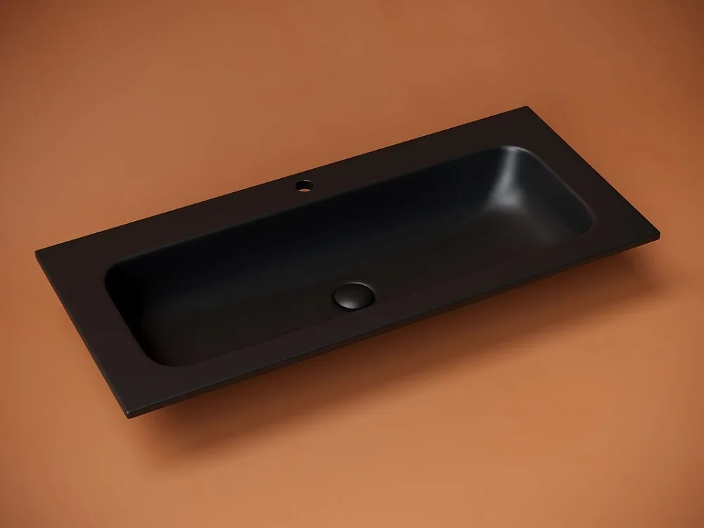 Накладная раковина Ceramicanova Grace прямоугольная черная матовая 101 см CN7013MB Sancos — официальный сайт