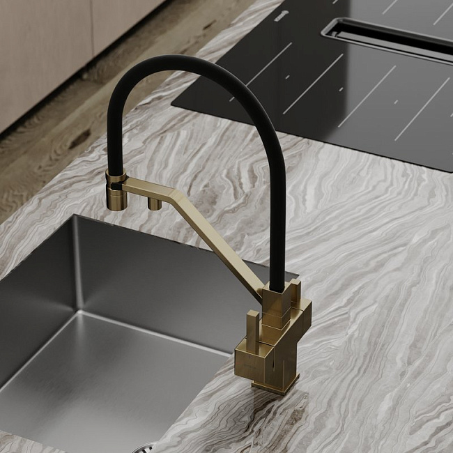 Смеситель для кухни Sancos Loro SC4007BG с гибким изливом, брашированное золото Sancos — Оригинал