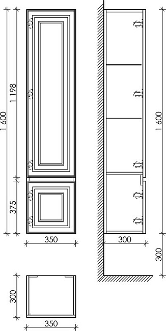 Шкаф-пенал для ванной Sancos Very 35 L Bianco (белый) Sancos — Оригинал