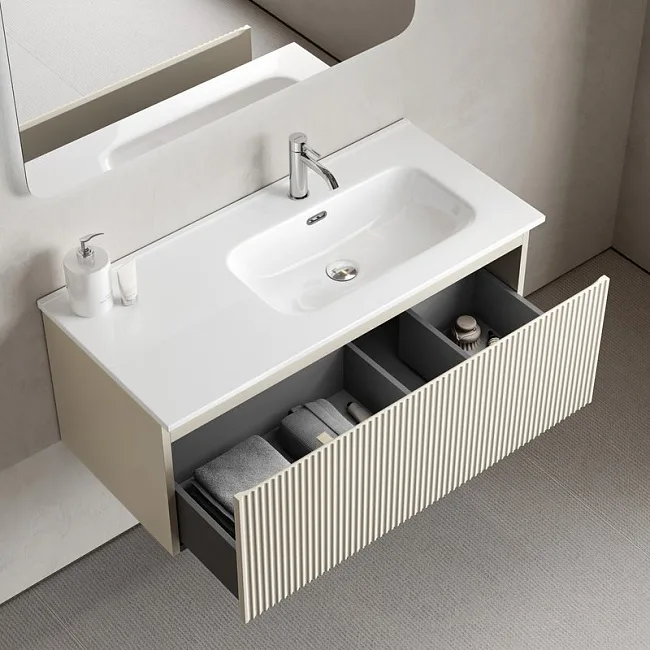 Тумба под раковину Sancos Snob R 1.0 100 подвесная Beige soft (капучино), SNR1.0100RCE Sancos — Оригинал