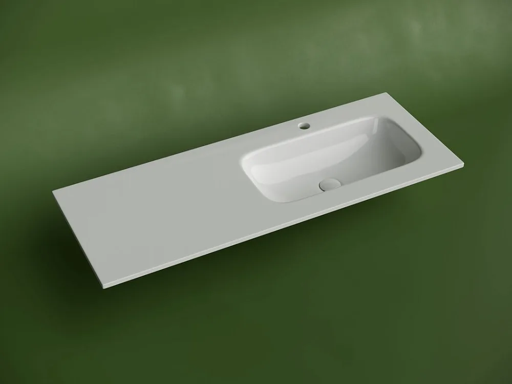 Мебельная раковина Ceramicanova Grace прямоугольная 121см с чашей справа и отверстием под смеситель CN7021 Sancos — официальный сайт