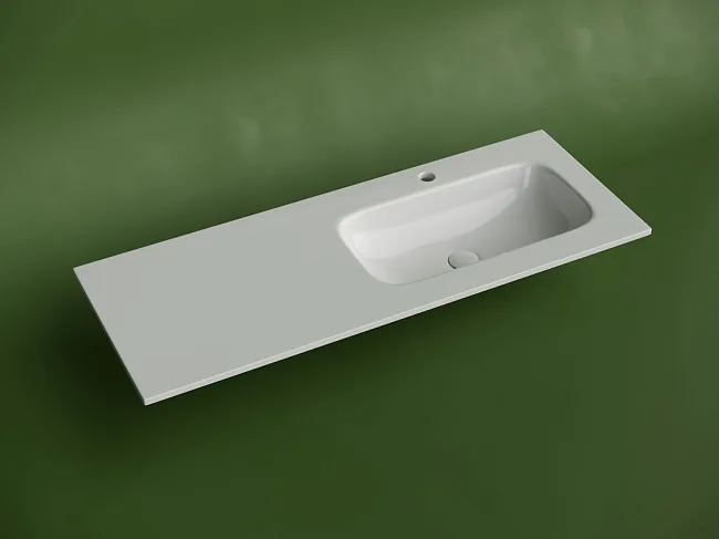 Мебельная раковина Ceramicanova Grace прямоугольная 121см с чашей справа и отверстием под смеситель CN7021 Sancos — Оригинал