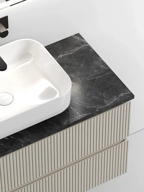 Тумба под раковину со столешницей Sancos Snob T 100 beige soft, столешница черный мрамор Sancos — Оригинал