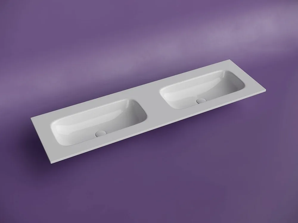 Мебельная раковина Ceramicanova Grace прямоугольная 161см с двумя чашами без отверстий под смеситель CN7023wx Sancos — официальный сайт
