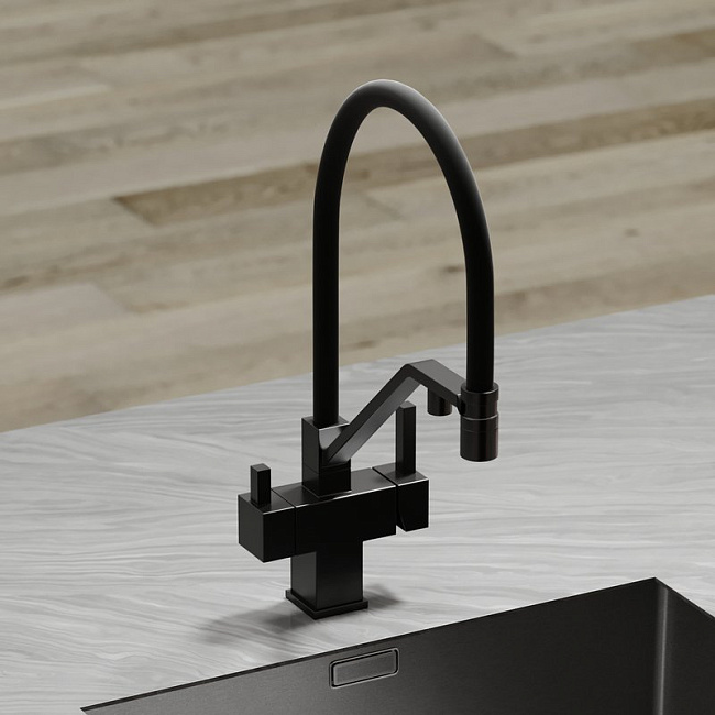 Смеситель для кухни Sancos Loro SC4007MB с гибким изливом, черный матовый Sancos — Оригинал