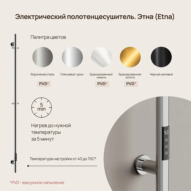 Полотенцесушитель электрический Sancos Etna 150x8, хром, SC13001CH Sancos — Оригинал