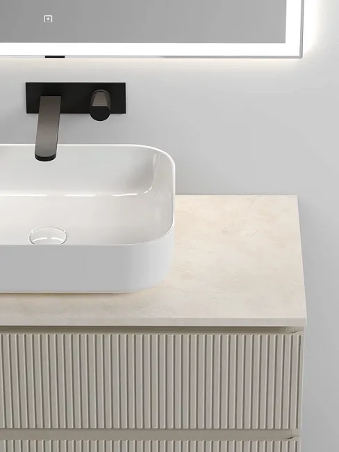 Тумба под раковину со столешницей Sancos Snob T 100 beige soft, столешница бежевая Sancos — Оригинал