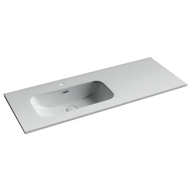 Раковина накладная мебельная Ceramicanova Element прямоугольная 121 см с чашей слева с отверстием под смеситель цвет белый CN7006L Sancos — Оригинал