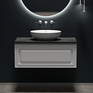 Тумба под раковину со столешницей Sancos Very 100 bianco, столешница черный мрамор