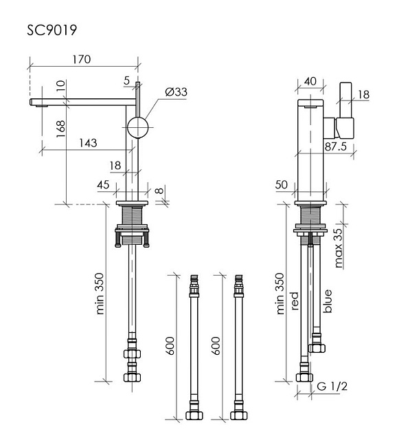 Смеситель для раковины Sancos Linn, вороненая сталь, SC9019GG Sancos — Оригинал