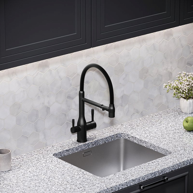 Смеситель для кухни Sancos Garda SC4009MB с гибким изливом, матовый черный Sancos — Оригинал
