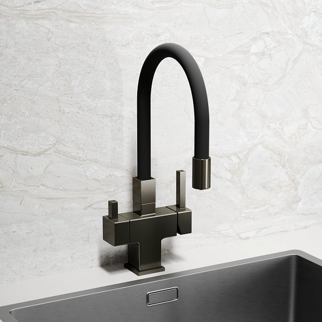 Смеситель для кухни Sancos Arno SC4005GG с гибким изливом, вороненая сталь Sancos — Оригинал