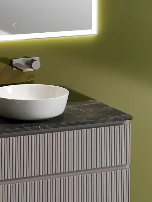 Тумба под раковину со столешницей Sancos Snob T 100 doha soft, столешница черный мрамор Sancos — Оригинал