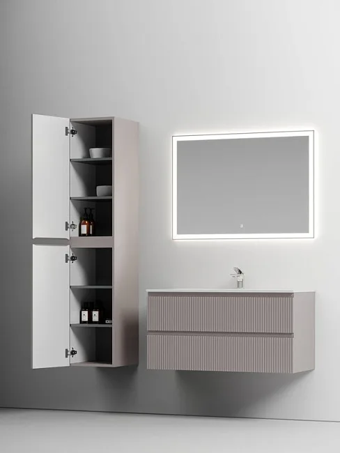 Шкаф-пенал для ванной Sancos Snob T 35 см, универсальный, Doha soft (пыльная роза) Sancos — Оригинал