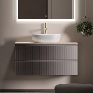 Тумба с раковиной Sancos Snob R 100 см, doha soft, столешница бежевая, раковина CN6019