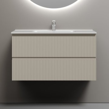 Тумба с раковиной Sancos Snob R 90 beige soft, раковина CN7002