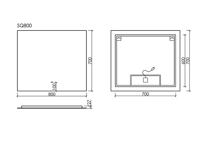 Зеркало Sancos Square 2.0 SQ2.800 80 см Sancos — Оригинал