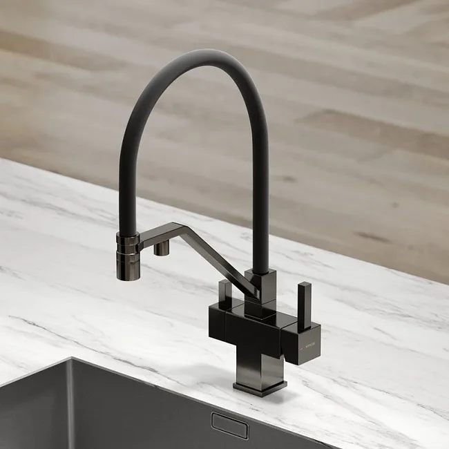 Смеситель для кухни Sancos Loro SC4007GG с гибким изливом, вороненая сталь Sancos — Оригинал